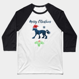 Merry Christmas Chinese Crested Dog Art Baseball T-Shirt